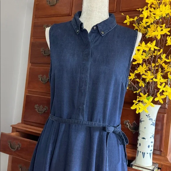 Banana Republic Chambray Denim Blue
Sleeveless Lyocell Shirtdress Size 10 - Picture 4 of 14